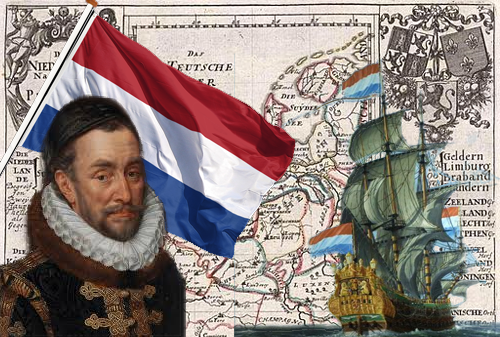 Willem van Oranje, Nederlandse vlag en historische kaart